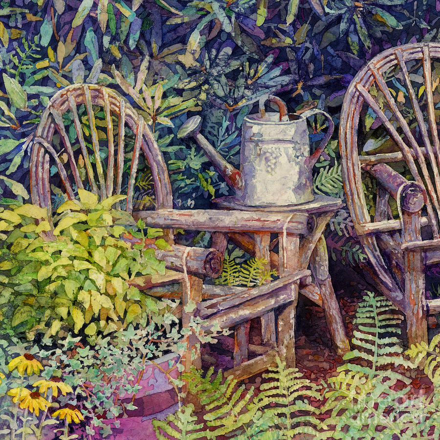 Garden Retreat - Wooden Chairs Painting