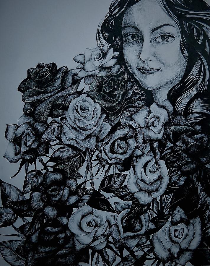Garden Rose Drawing by Anna Duyunova
