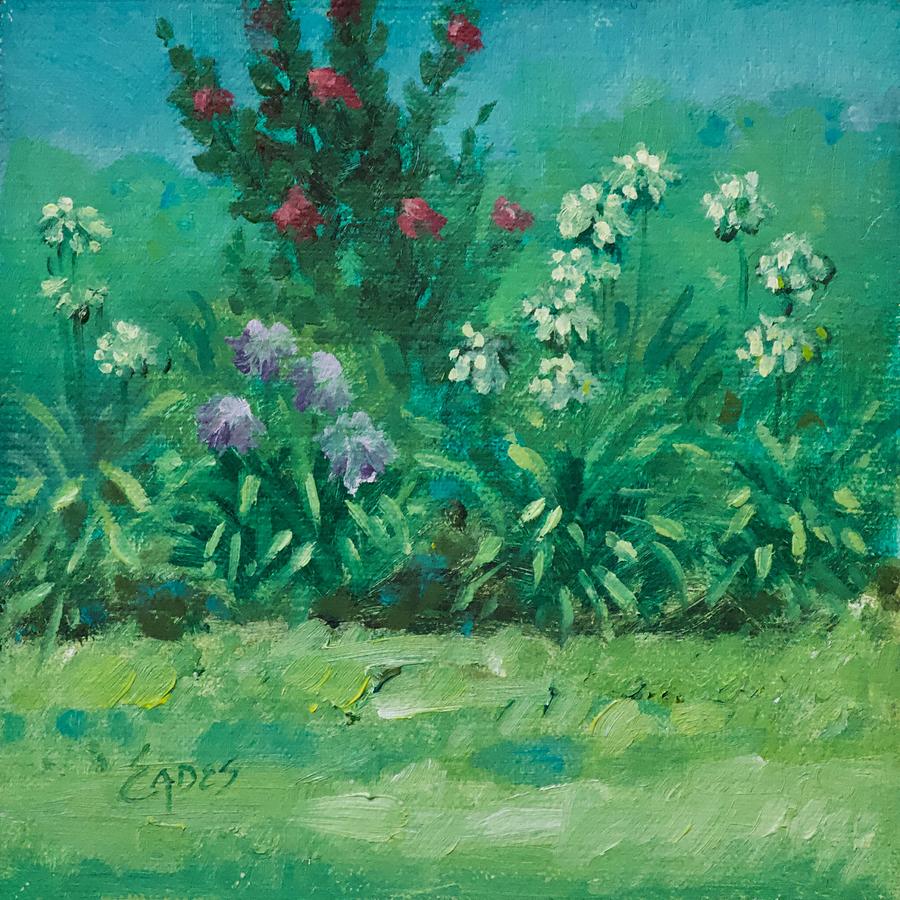 Garden Scene en plein air Painting by Linda Eades Blackburn