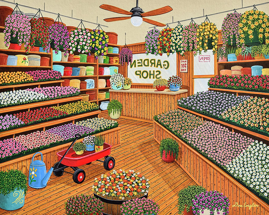 Flower Painting - Garden Shop by Don Engler