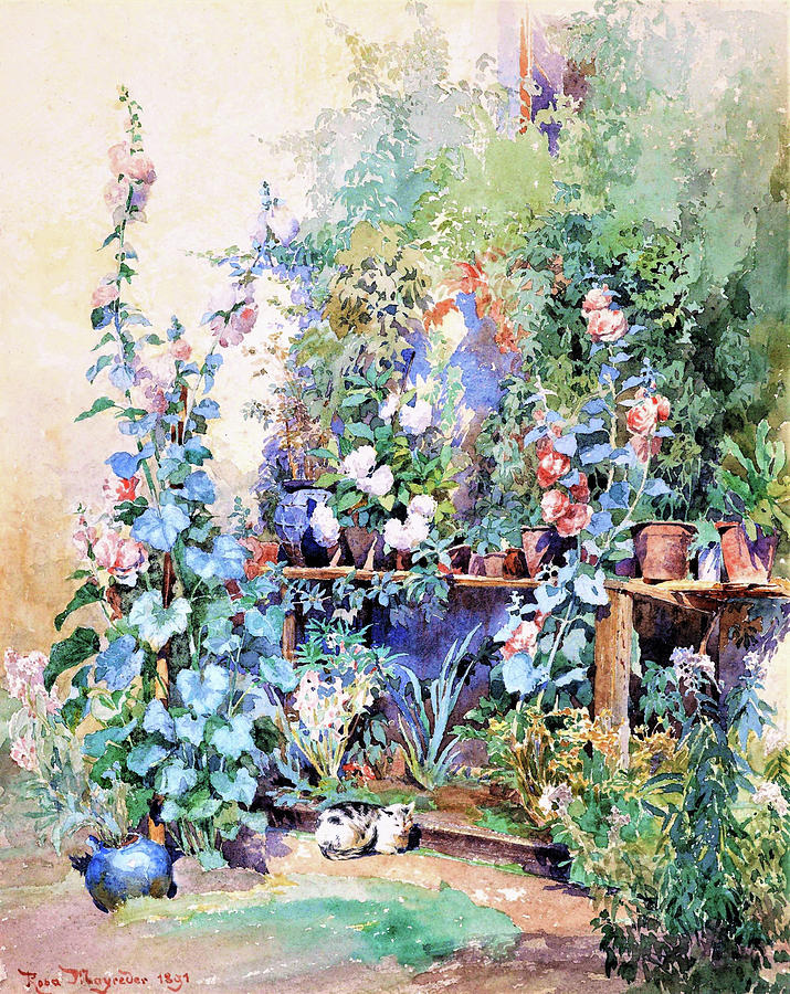 Garden still life with kitten - Digital Remastered Edition Painting by ...