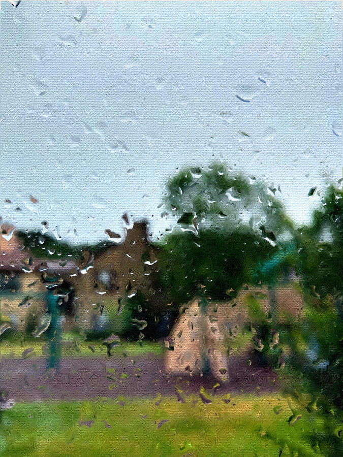 Garden Through A Rainy Window Painting by Tony Rubino