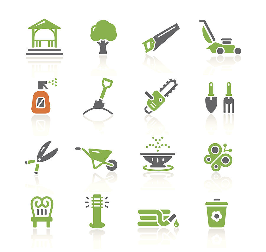 Garden Tools & Furniture Icons | Spring Series Drawing by Areasur