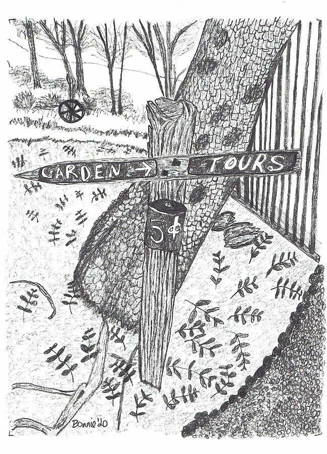 Garden Drawing - Garden Tours by Bonnie McKeegan Garden Drawing - Garden Tours by Bonnie McKeegan