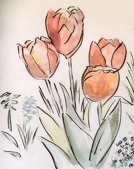 Garden Tulips  Painting by Maxie Absell