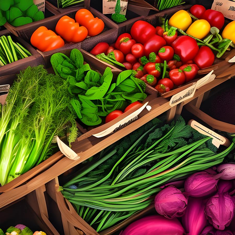 Garden Vegetables in Market Mixed Media by Lesa Fine
