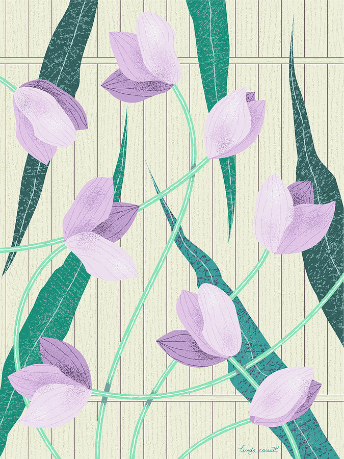 Garden Wall Tulips Digital Art by Linda Carruth
