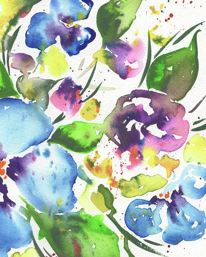 Garden With Bright Splash Of Flowers Watercolor II Painting by Irina Sztukowski