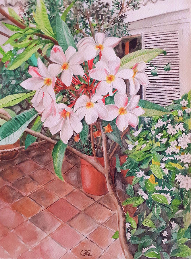 Garden with flowers Painting by Carolina Prieto Moreno