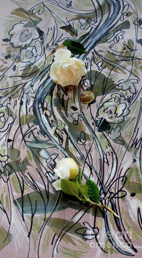 Gardenia Collage Mixed Media by Nancy Kane Chapman