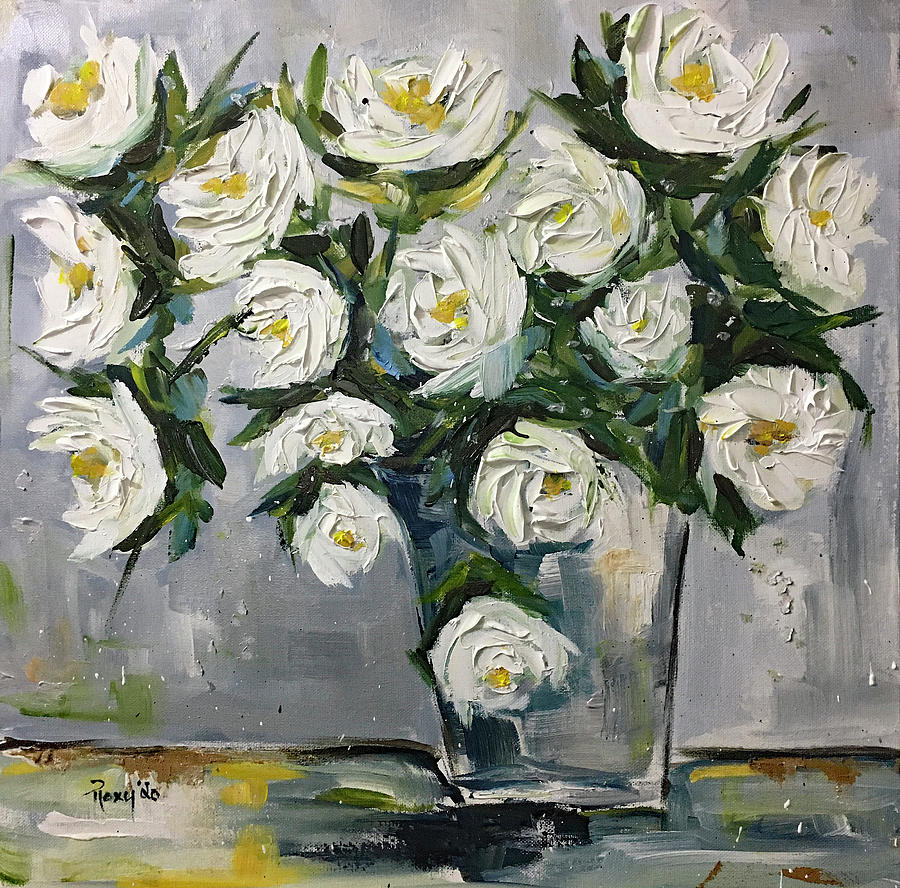 Gardenias in Bloom Painting by Roxy Rich
