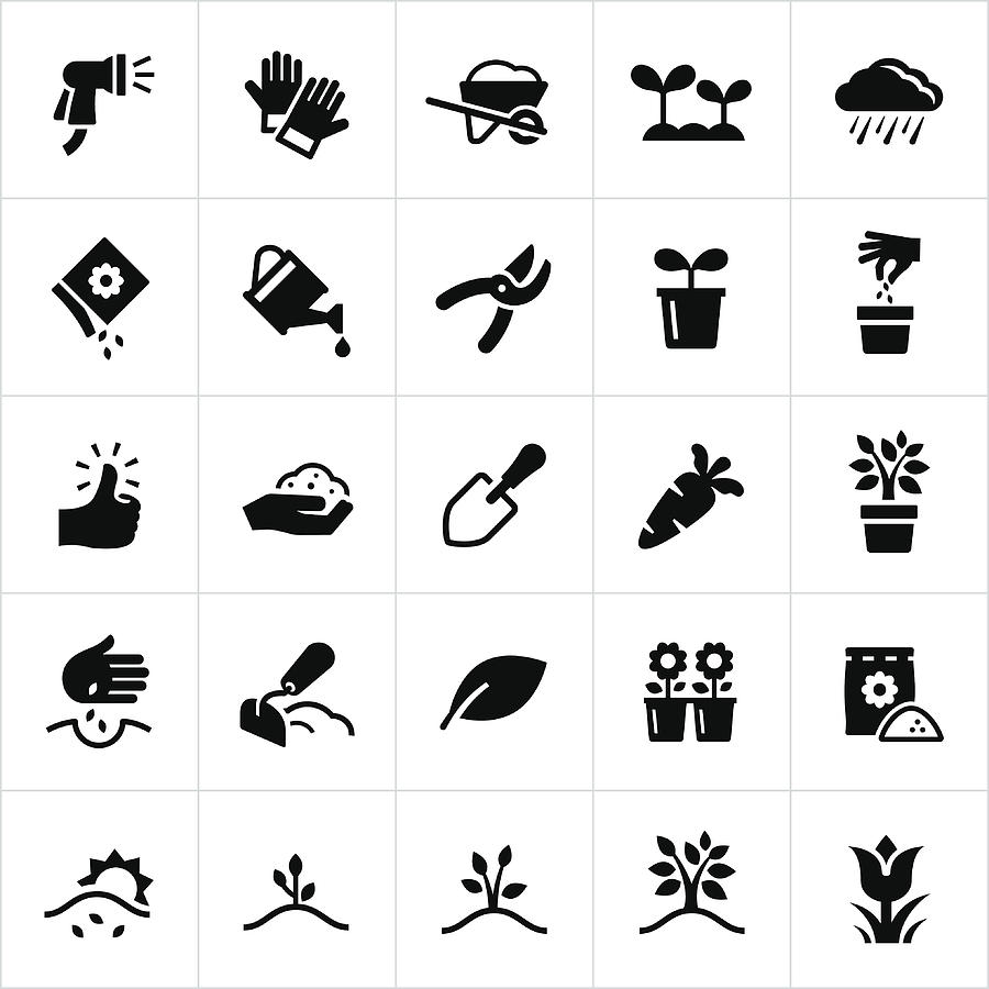 Gardening and Planting Icons Drawing by Appleuzr