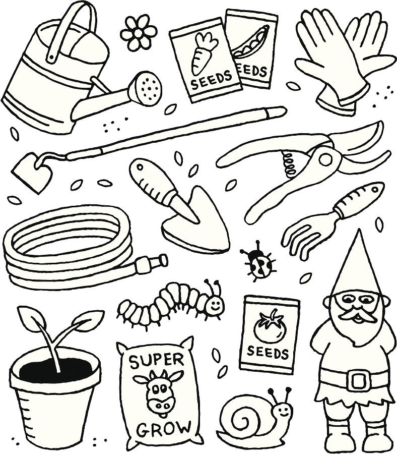 Gardening Doodles Drawing by Jamtoons
