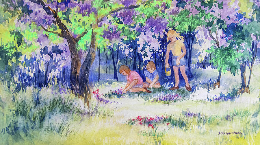 Gardening in the Woods - signed Pastel by Patti Deters