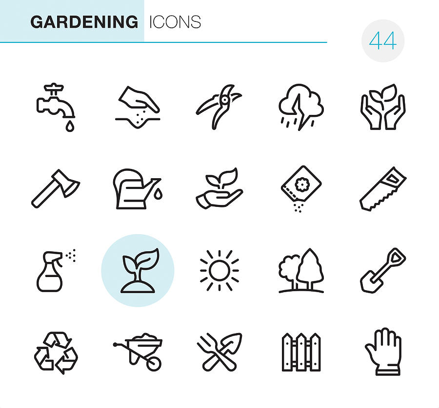 Gardening - Pixel Perfect icons Drawing by Lushik