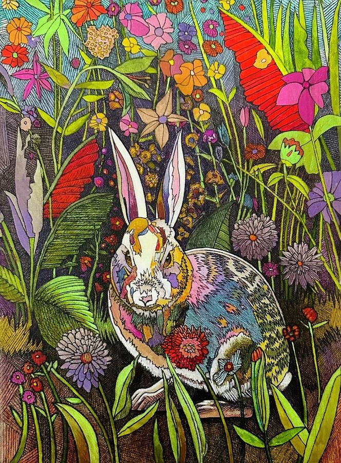 Gardens at Spring Creek Hare Painting by Bob Coonts
