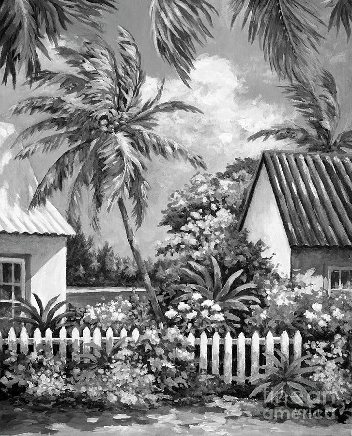 Gardens Of Cayman Kai Grayscale Painting
