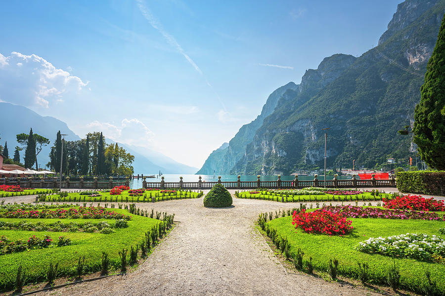 Gardens on the lake. Riva del Garda, Italy Photograph by Stefano Orazzini