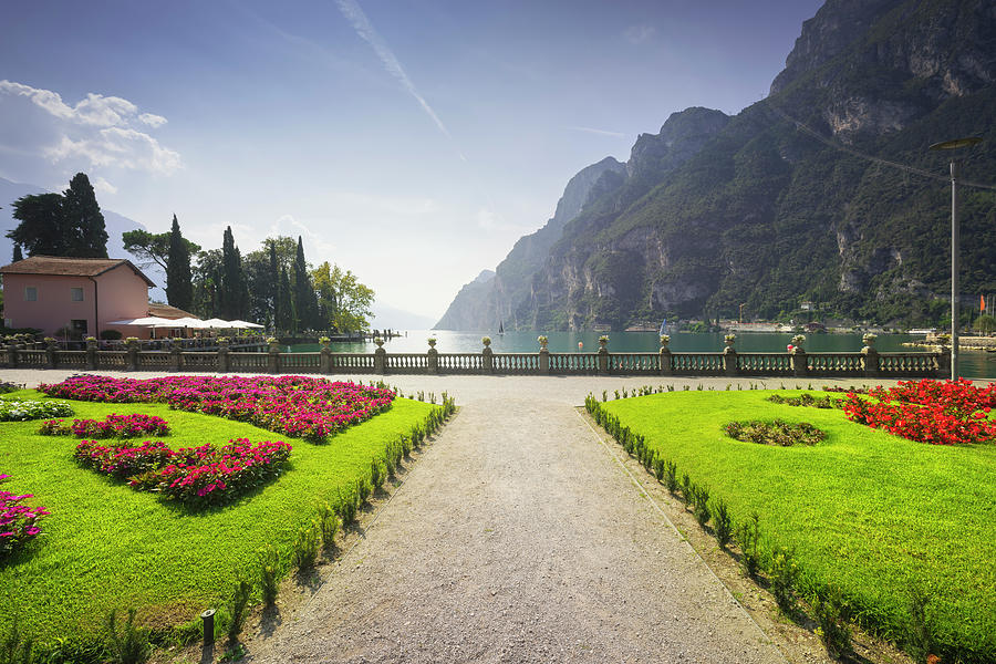 Gardens on the lake. Riva del Garda, Trentino, Italy Photograph by Stefano Orazzini
