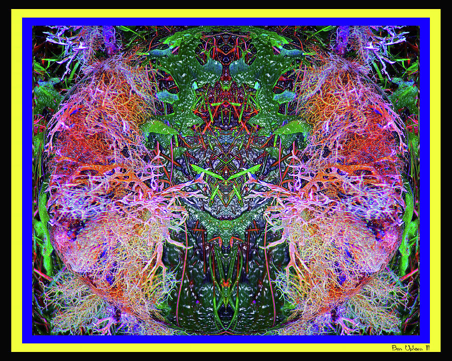 Gardenworld in Psychedelicland #1 Sphereized and Vertically Flipped Photograph by Ben Upham III