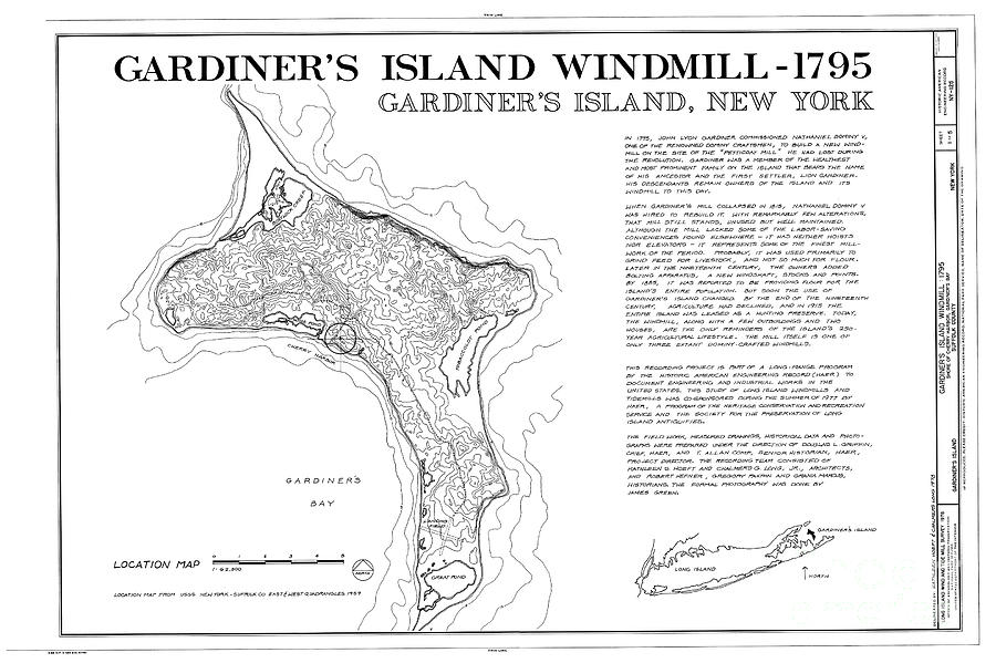 Gardiners Island Windmill Location, 1978 Drawing by Kathleen Hoeft