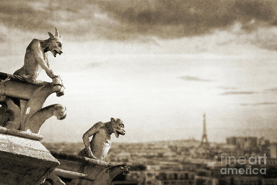 Paris Photograph - Gargoyles of Notre Dame in Paris by Delphimages Paris Photography