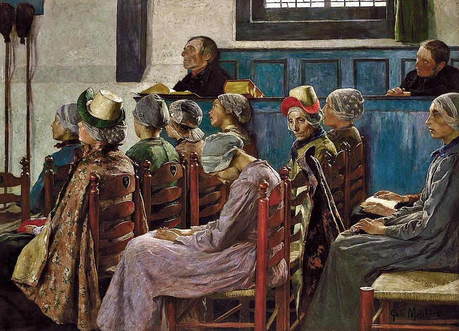 Gari Melchers  The Sermon 1886 By Padre Martini Painting