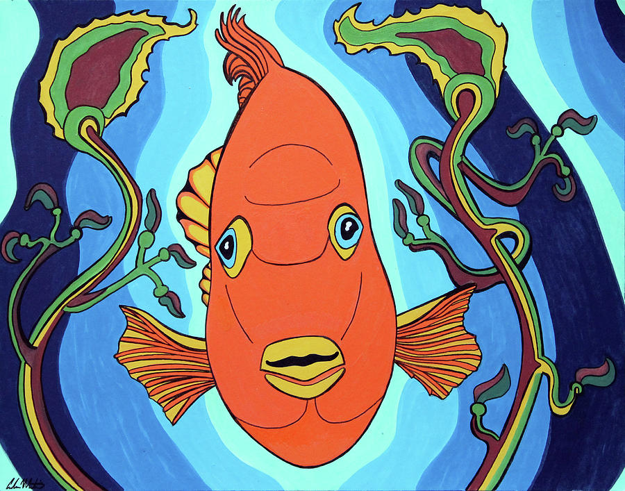 Fish Painting - Garibaldi by Carlos Martinez Fish Painting - Garibaldi by Carlos Martinez