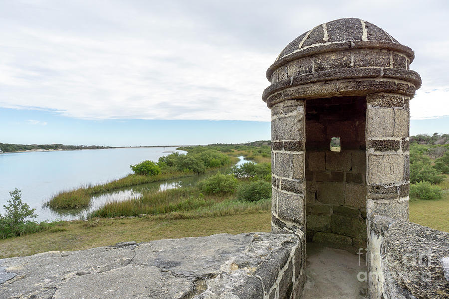 Garita, or sentry box, commands a view down the river at Fort Ma Photograph by William Kuta