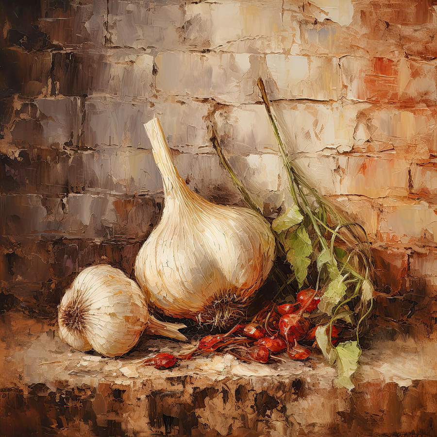 Garlic Artwork Digital Art by Lourry Legarde
