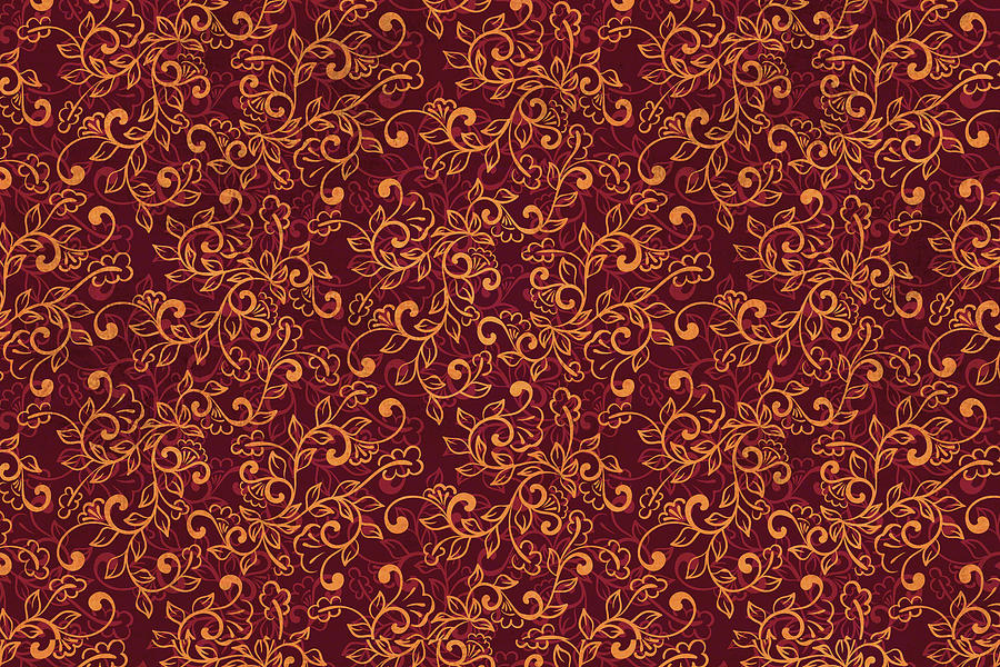 Garnet Floral Batik Tapestry - Textile by Made Singakerta - Pixels