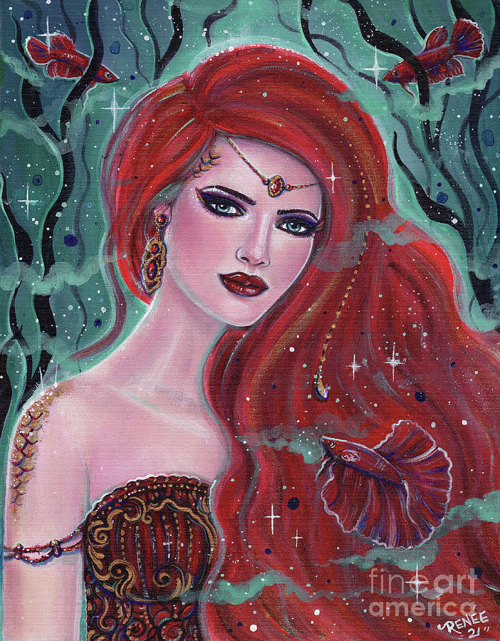 Garnet Mermaid Painting by Renee Lavoie - Fine Art America