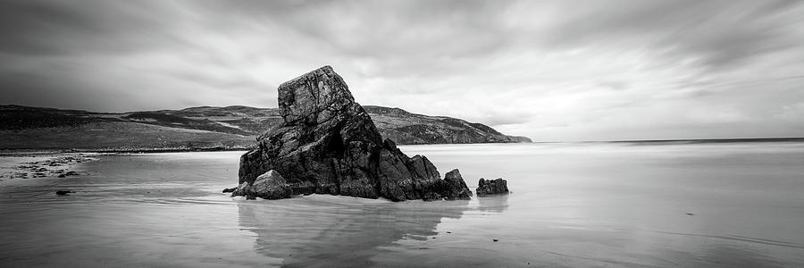 Garry beach Sea Stack North Tolsta Isle of Lewis Outer Hebrides black and white Photograph by Sonny Ryse