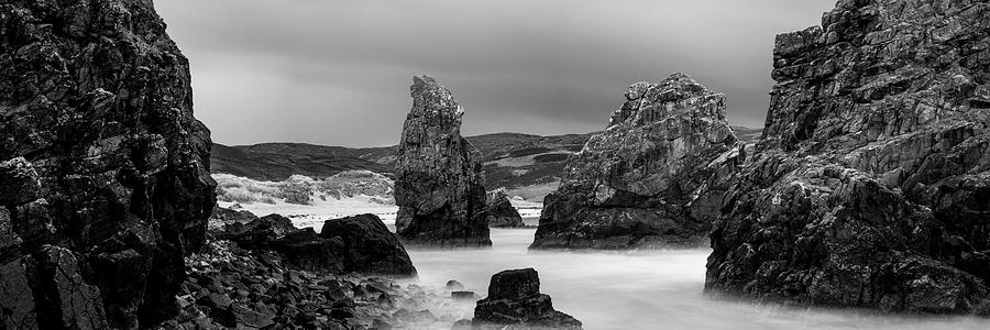 Garry beach Sea Stacks black and white North Tolsta Isle of Lewis Outer Hebrides 2 Photograph by Sonny Ryse