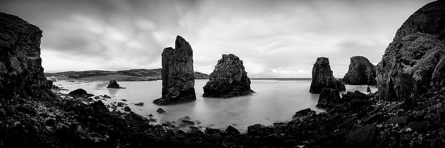 Garry beach Sea Stacks black and white North Tolsta Isle of Lewis Outer Hebrides Photograph by Sonny Ryse
