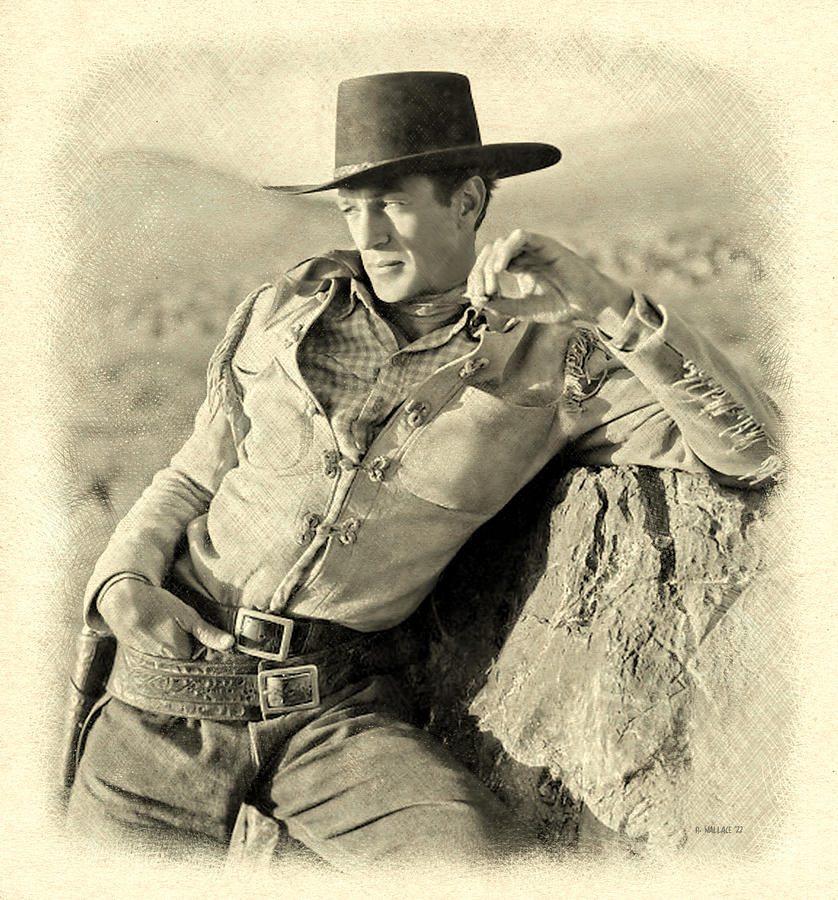 Gary Cooper - Pencil Drawing FX Digital Art by Brian Wallace