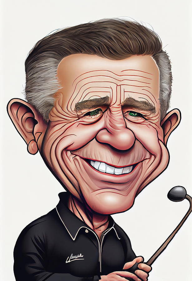 Gary Player Caricature Mixed Media by Stephen Smith Galleries - Pixels