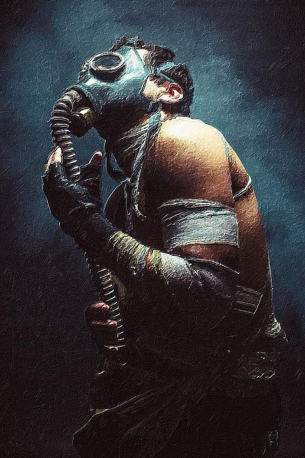 Gas Mask Man Doomsday Cyber Goth Steampunk Retro  Painting by Tony Rubino