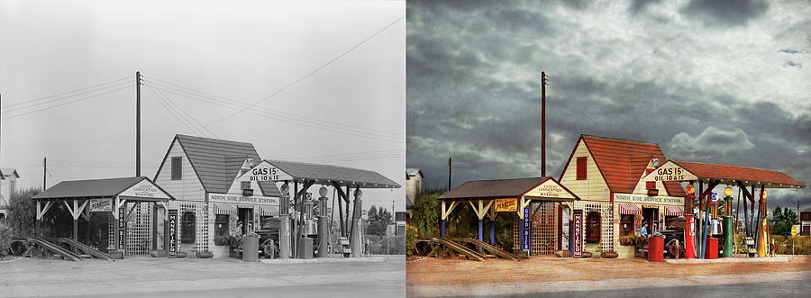 Gas Station - Mix and Match Gas 1939 - Side by Side Photograph by Mike Savad