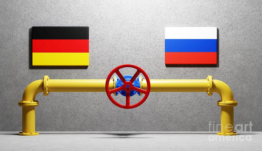 Gas transmission between Russia and Germany. Valve on pipeline. Photograph by Michal Bednarek