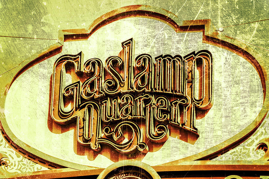 Gaslamp Quarter Sign In Close Up Vintage Photograph by Joseph S Giacalone
