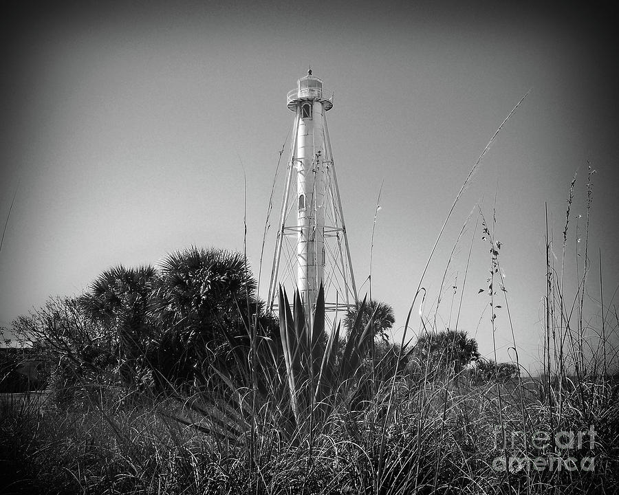Gasparilla Lighthouse BW Photograph by Chris Andruskiewicz