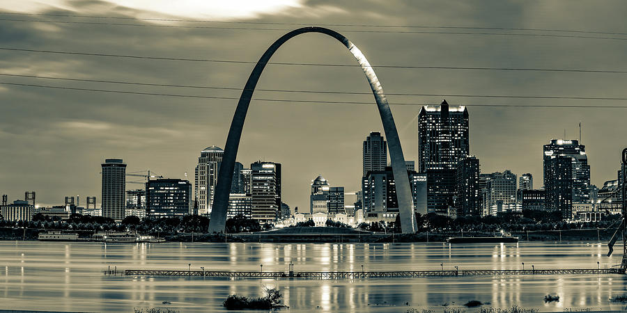 Gateway Arch and Saint Louis Panoramic Skyline - Sepia Photograph by ...