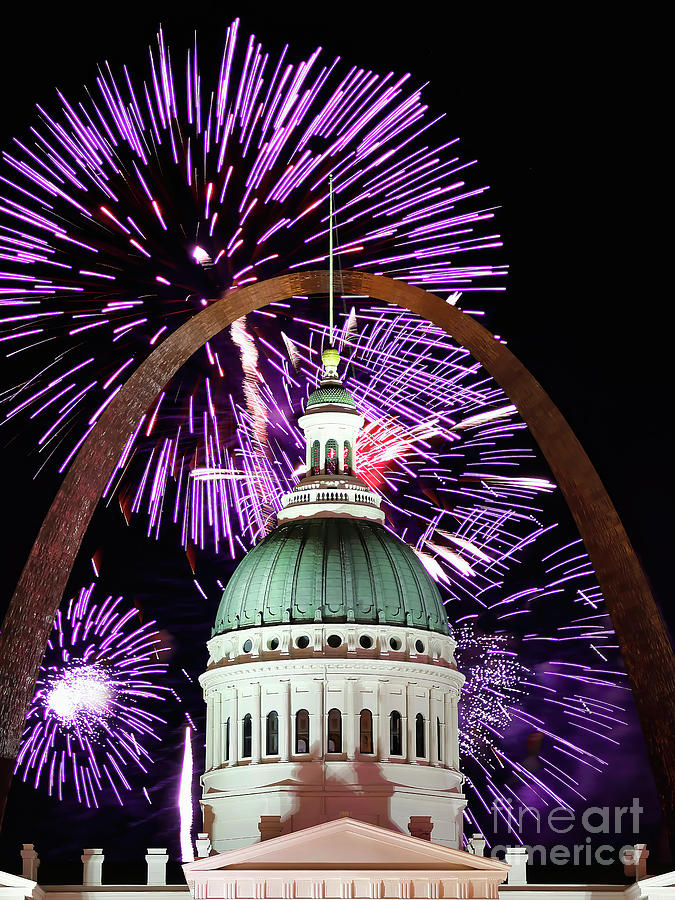 Gateway Arch Fireworks Photograph by Tom Watkins PVminer pixs