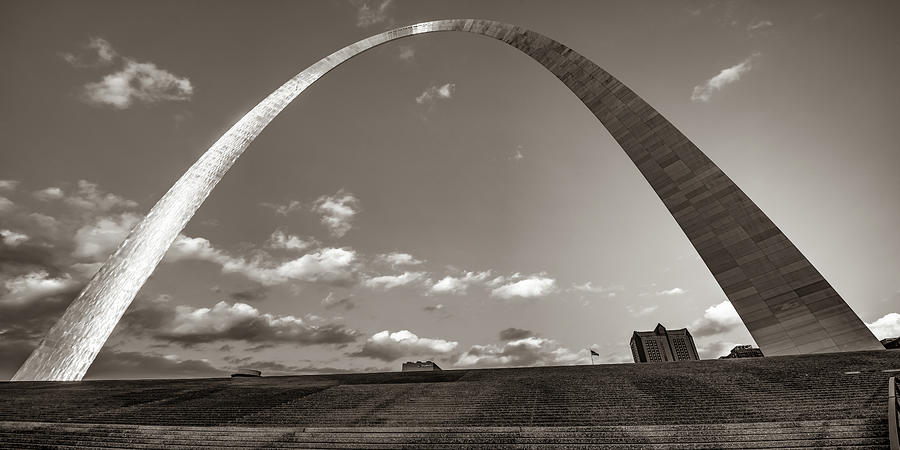 Saint Louis Photograph - Gateway Arch Sepia Panorama - Saint Louis Missouri by Gregory Ballos