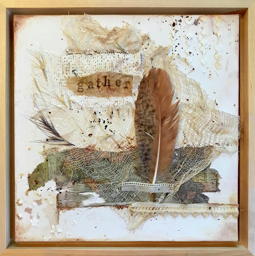 Rustic collage combining multiple natural elements #5 Painting by Diane Fujimoto