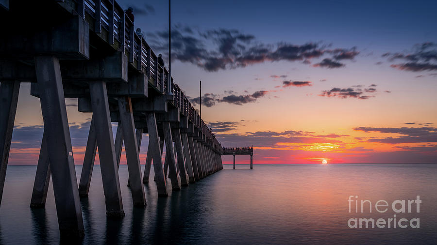 Gathering at Sunset, Venice Fishing Pier, Florida Photograph by Liesl Walsh