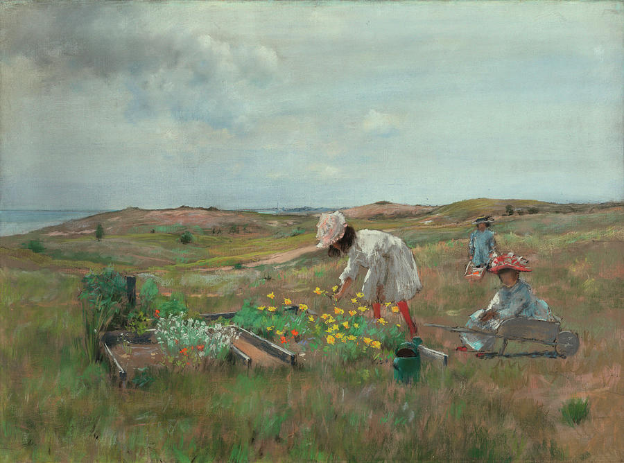 Gathering Flowers, Shinnecock, Long Island. Dated c. 1897. Painting by William Merritt Chase