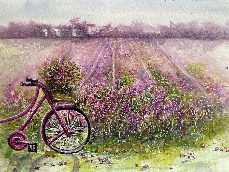 Gathering lavender  Painting by Sharron Knight