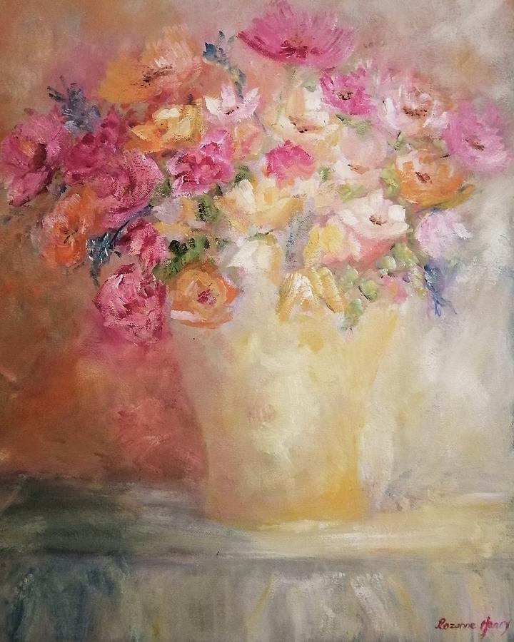 Rose Painting - Gathering lightness by Rozanne Henry